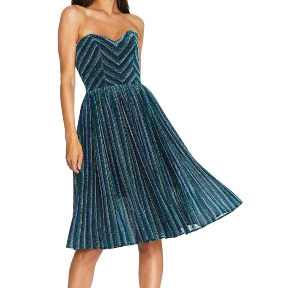 Dress The Population Rosalie Metallic Strip Cocktail Dress Size Large